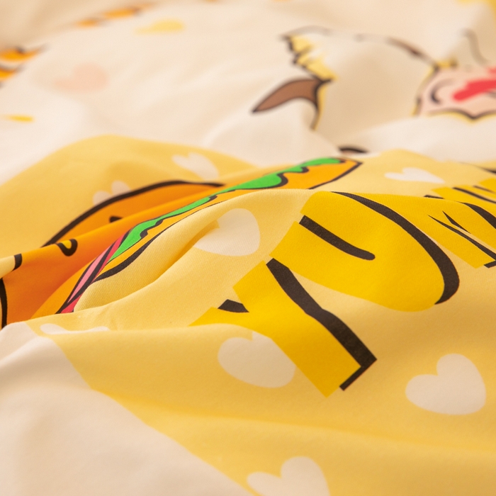 91家纺网 家纺一手货源 找家纺 简宜家居（朝初家纺） 2025新款40支斜纹12868纯棉全棉喜羊羊灰太狼系列四件套 吃货懒洋洋