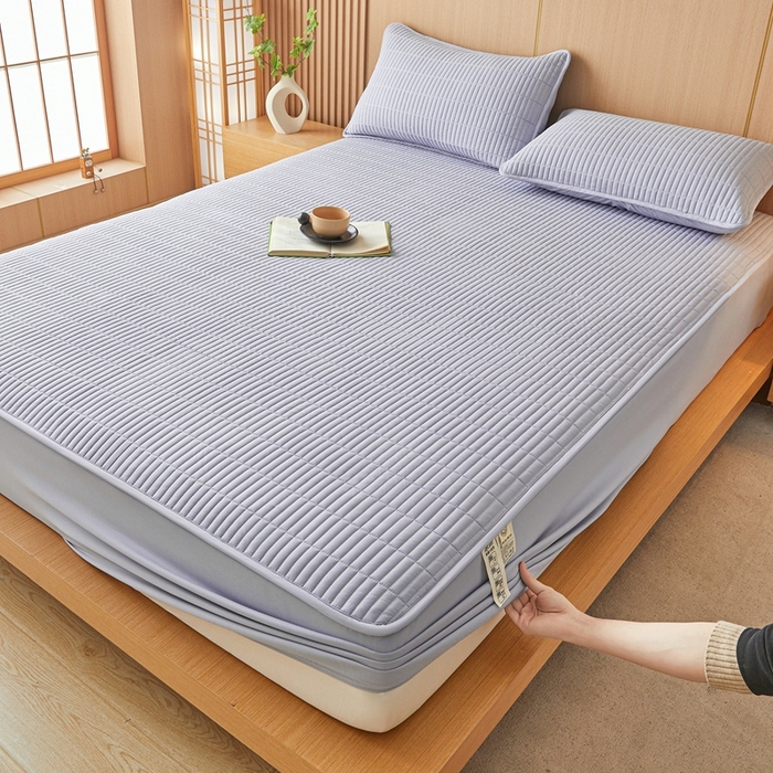 91家纺网 家纺一手货源 找家纺 雅萱家纺 2025新款A类亲肤简约款大豆床笠 宝石蓝-床笠