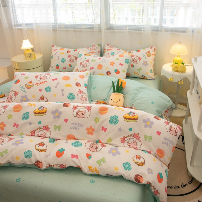 91家纺网 家纺一手货源 找家纺 简宜家居（朝初家纺） 2025新款40支斜纹12868纯棉全棉喜羊羊灰太狼系列四件套 羊羊烘培屋