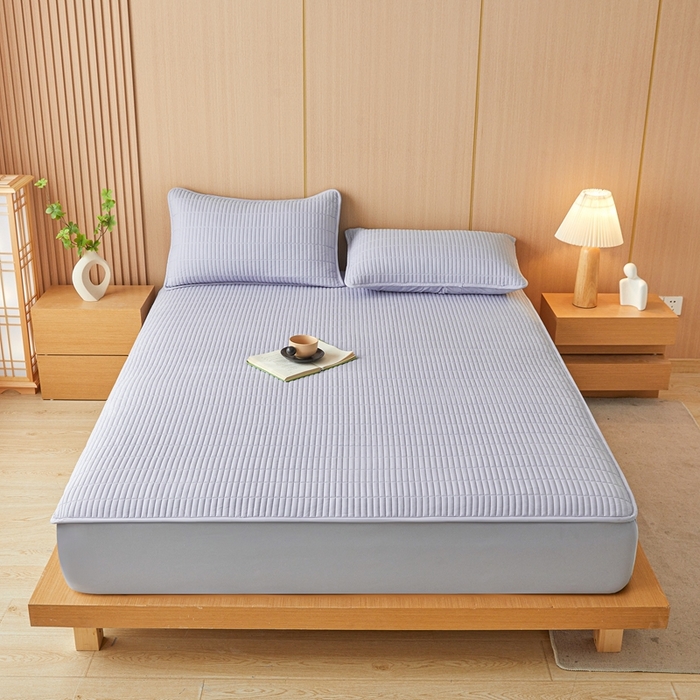 91家纺网 家纺一手货源 找家纺 雅萱家纺 2025新款A类亲肤简约款大豆床笠 宝石蓝-床笠