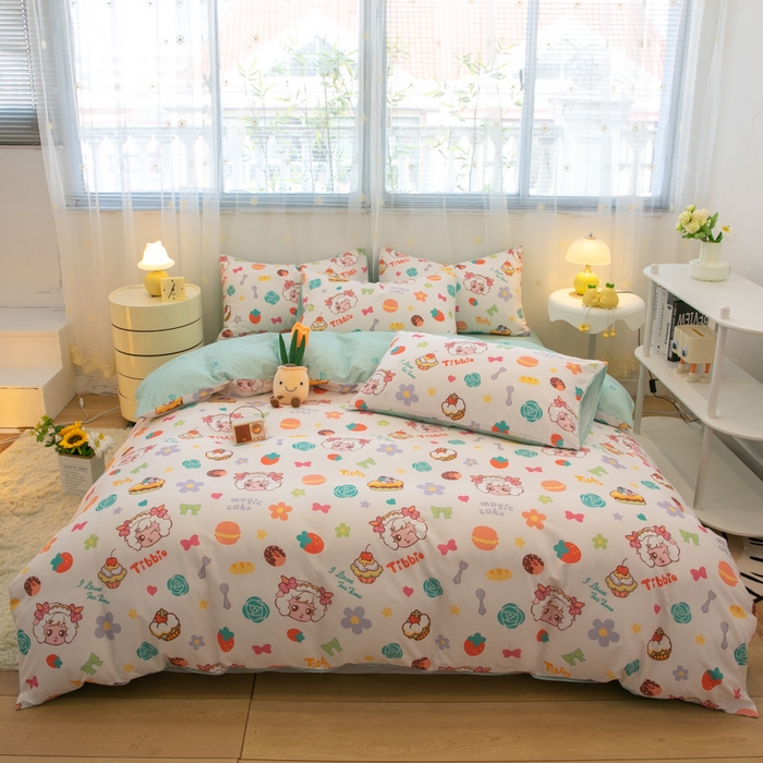 91家纺网 家纺一手货源 找家纺 简宜家居（朝初家纺） 2025新款40支斜纹12868纯棉全棉喜羊羊灰太狼系列四件套 羊羊烘培屋