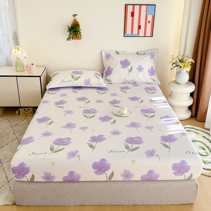 91家纺网 家纺一手货源 找家纺 天之爱 2025新款全棉印花单床笠 甜美花韵【床笠】