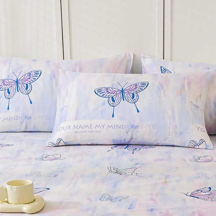 91家纺网 家纺一手货源 找家纺 金鑫汇家纺 2025新款全棉印花单枕套 梦蝶