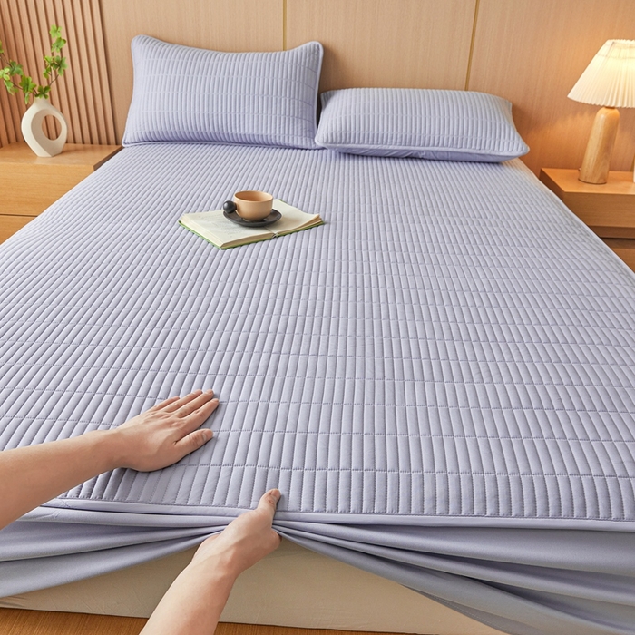 91家纺网 家纺一手货源 找家纺 雅萱家纺 2025新款A类亲肤简约款大豆床笠 宝石蓝-床笠