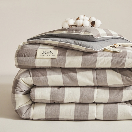 梦初语 2025新款四季款良品棉花被子家用被芯 灰中格