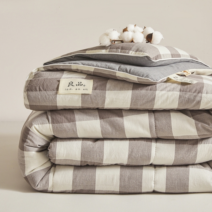 91家纺网 家纺一手货源 找家纺 梦初语 2025新款四季款良品棉花被子家用被芯 灰中格