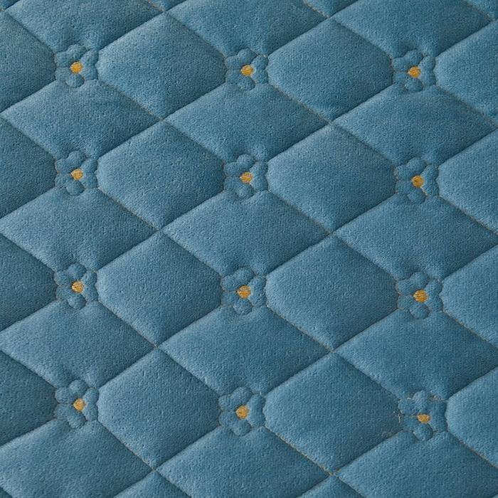 91家纺网 家纺一手货源 找家纺 罗艺轩 2025新款婴儿绒双层夹棉可拆卸床裙-花语 花语-湖蓝