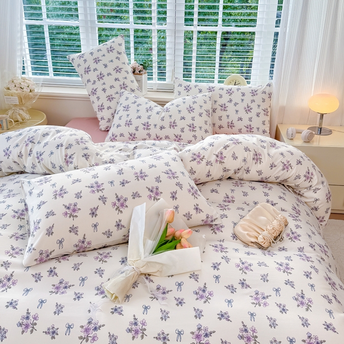 91家纺网 家纺一手货源 找家纺 金米诺 2024款A类有氧针织棉双层纱加厚四件套 曼丝