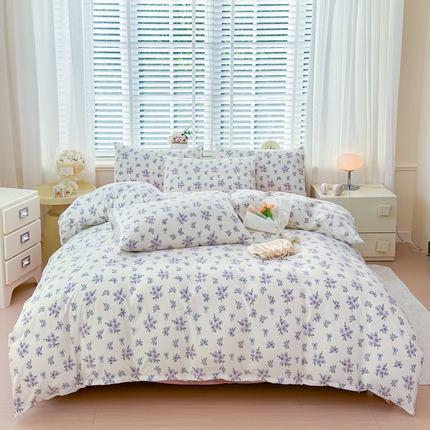 91家纺网 家纺一手货源 找家纺 金米诺 2024款A类有氧针织棉双层纱加厚四件套 曼丝