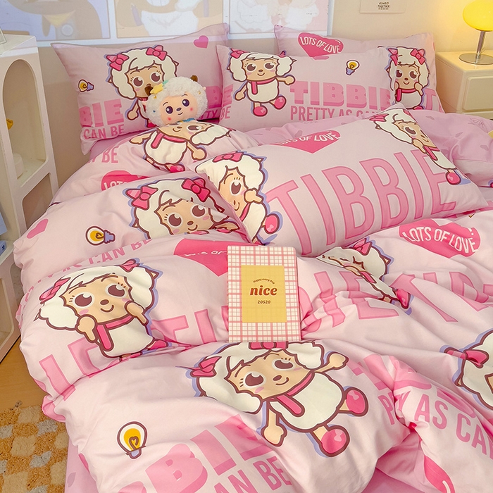 91家纺网 家纺一手货源 找家纺 小懒猪 2025新款卡通专版13372全棉喜羊羊系列四件套 可爱美羊羊