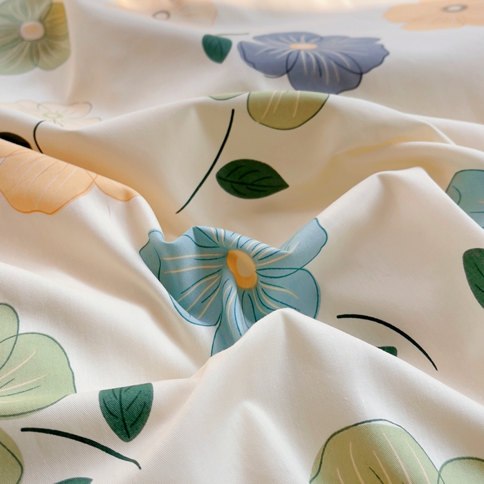 91家纺网 家纺一手货源 找家纺 2025新款133X76宽幅全棉纯棉印花系列单品被套 雅卉—绿