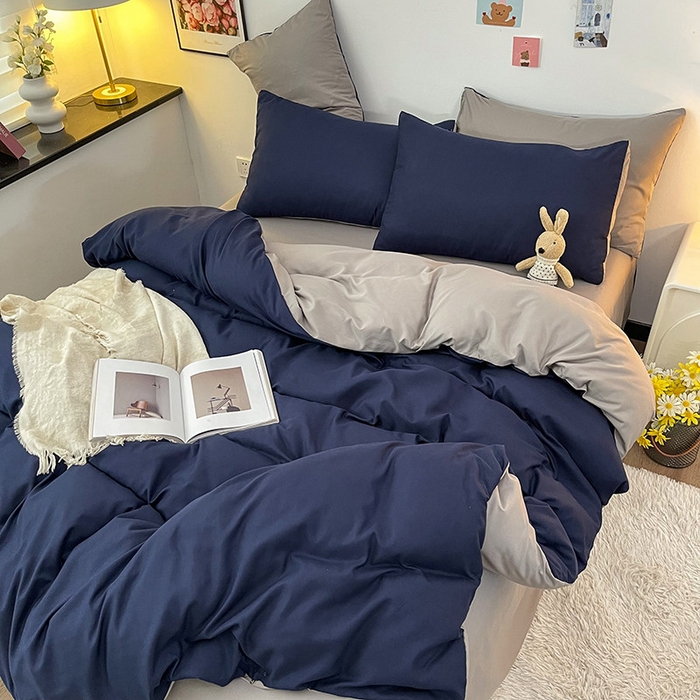 91家纺网 家纺一手货源 找家纺 赫然家纺 新款纯色磨毛系列-单被套 魅蓝+灰