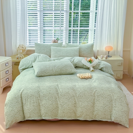 91家纺网 家纺一手货源 找家纺 金米诺 2024款A类有氧针织棉双层纱加厚四件套 秘密花园