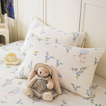 金鑫汇家纺 2025新款超好卖全棉单枕套 花丛兔