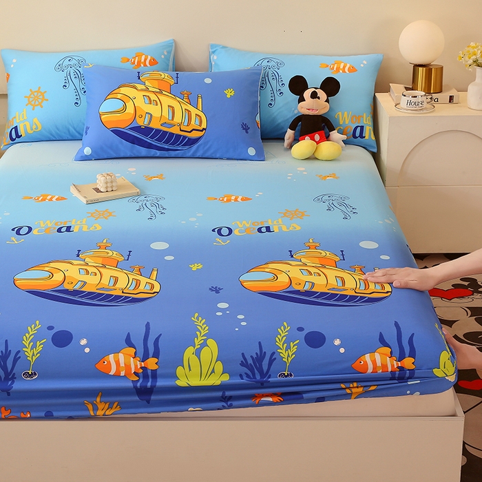 91家纺网 家纺一手货源 找家纺 金鑫汇家纺 2025新款超好卖全棉单床笠 海底探秘