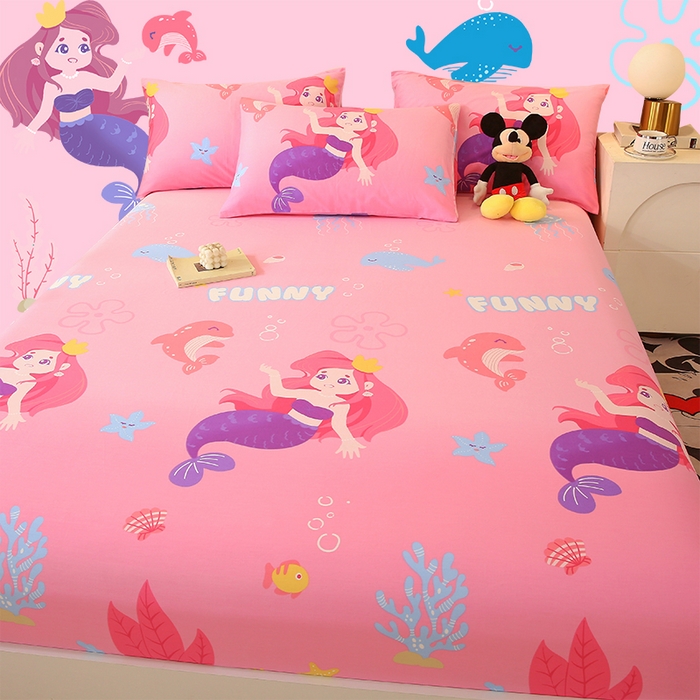 91家纺网 家纺一手货源 找家纺 金鑫汇家纺 2025新款超好卖全棉单床笠 小美人鱼