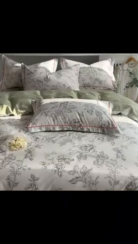 91家纺网 家纺一手货源 找家纺 2025新款133X76宽幅全棉纯棉印花系列四件套 知意