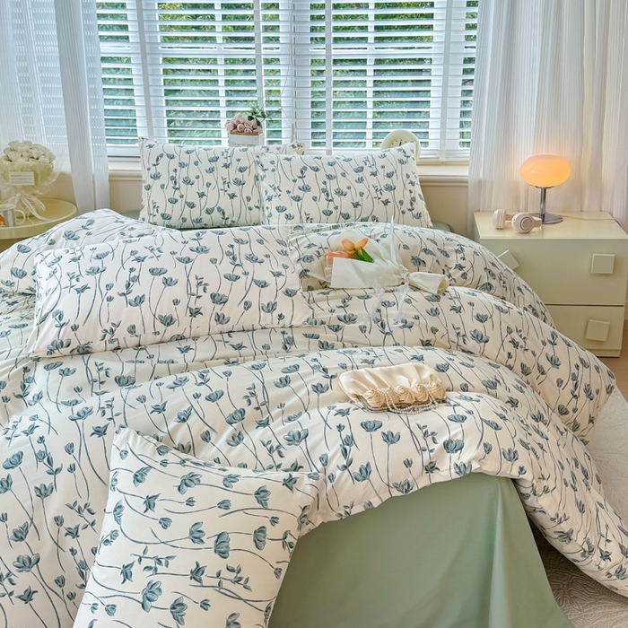 91家纺网 家纺一手货源 找家纺 金米诺 2024款A类有氧针织棉双层纱加厚四件套 格瑞