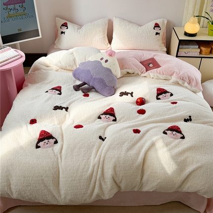 91家纺网 家纺一手货源 找家纺 （总）佰亿莱 2025新款泰迪绒蚂蚁绒刺绣四件套