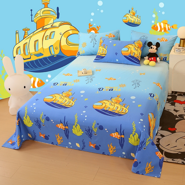 91家纺网 家纺一手货源 找家纺 金鑫汇家纺 2025新款超好卖全棉单床单 海底探秘