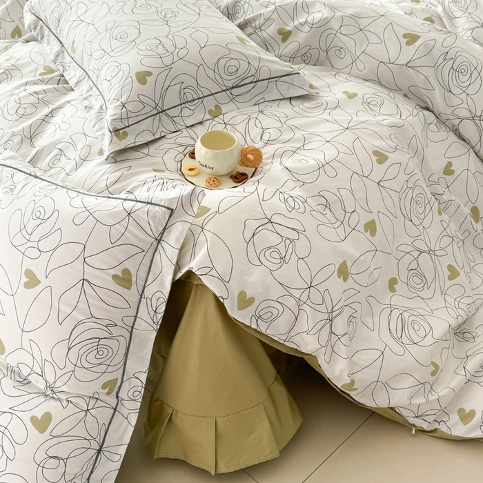 91家纺网 家纺一手货源 找家纺 2025新款133X76宽幅全棉纯棉印花系列四件套 玫瑰爱情