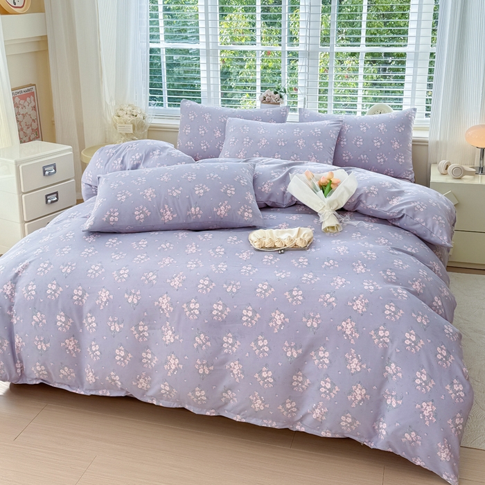 91家纺网 家纺一手货源 找家纺 金米诺 2024款A类有氧针织棉双层纱加厚四件套 花俏