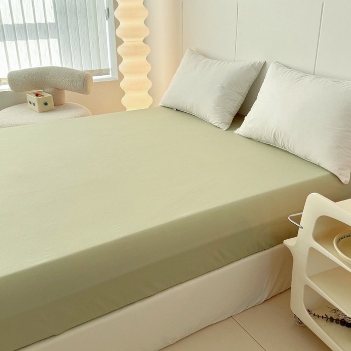 91家纺网 家纺一手货源 找家纺 2025新款133X76宽幅全棉纯棉印花系列单品床笠 有点甜-绿