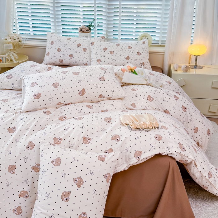 91家纺网 家纺一手货源 找家纺 金米诺 2024款A类有氧针织棉双层纱加厚四件套 奇妙熊