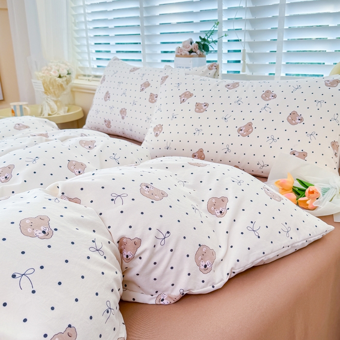 91家纺网 家纺一手货源 找家纺 金米诺 2024款A类有氧针织棉双层纱加厚四件套 奇妙熊