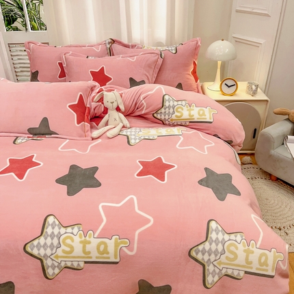 91家纺网 家纺一手货源 找家纺 （总）(买家秀 爆款不断货）A类母婴级双面牛奶绒四件套珊瑚绒雪花绒四件套AB版高克重牛奶绒四件套纯色牛奶绒