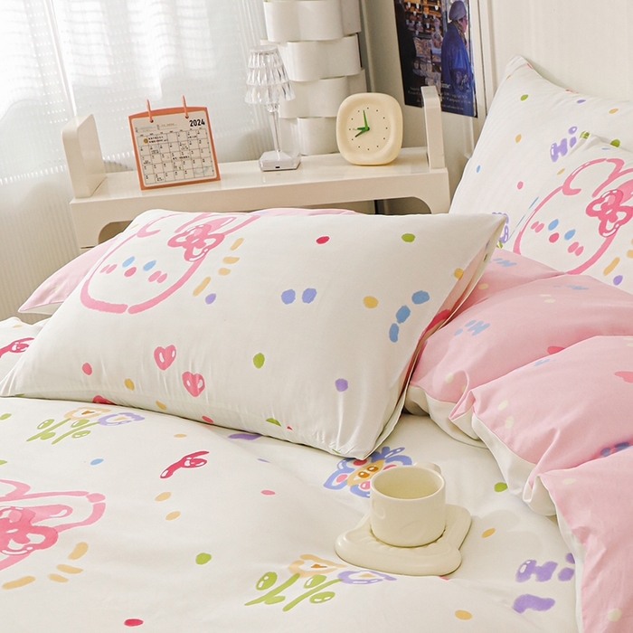 91家纺网 家纺一手货源 找家纺 金鑫汇家纺 2025新款超好卖全棉单枕套 奇趣小兔