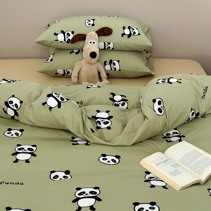 绫韵家纺 2025春夏新品母婴A类全棉纯棉针织棉软糯糯小可爱卡通床单款四件套 欢乐熊