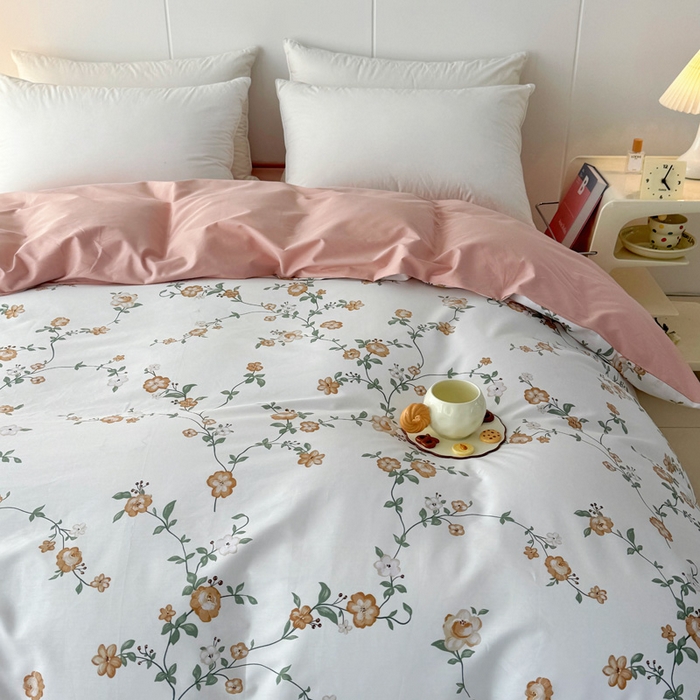 91家纺网 家纺一手货源 找家纺 2025新款133X76宽幅全棉纯棉印花系列四件套 锦夏