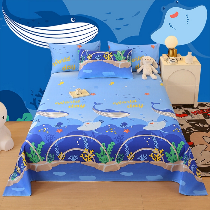 91家纺网 家纺一手货源 找家纺 金鑫汇家纺 2025新款超好卖全棉单床单 海族馆