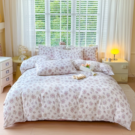 91家纺网 家纺一手货源 找家纺 金米诺 2024款A类有氧针织棉双层纱加厚四件套 晨汐