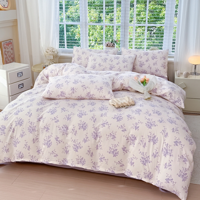 91家纺网 家纺一手货源 找家纺 金米诺 2024款A类有氧针织棉双层纱加厚四件套 娜朵