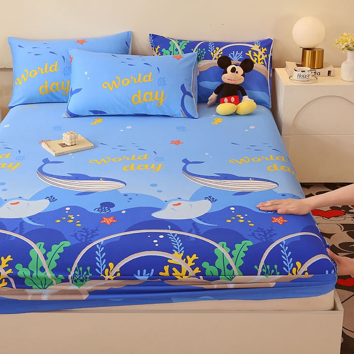 91家纺网 家纺一手货源 找家纺 金鑫汇家纺 2025新款超好卖全棉单床笠 海族馆