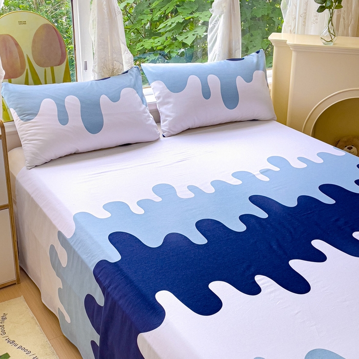 91家纺网 家纺一手货源 找家纺 金鑫汇家纺 2025新款超好卖全棉单床单 奶油蓝