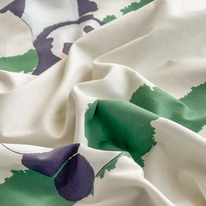 91家纺网 家纺一手货源 找家纺 2025新款133X76宽幅全棉纯棉印花系列单品被套 熊猫乐园-绿