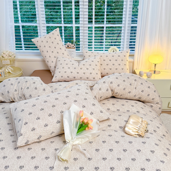 91家纺网 家纺一手货源 找家纺 金米诺 2024款A类有氧针织棉双层纱加厚四件套 小确幸