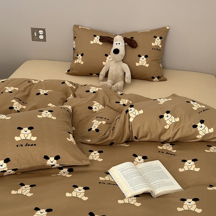 91家纺网 家纺一手货源 找家纺 （总）绫韵家纺 2025春夏新品母婴A类全棉纯棉针织棉软糯糯小可爱卡通床单款四件套