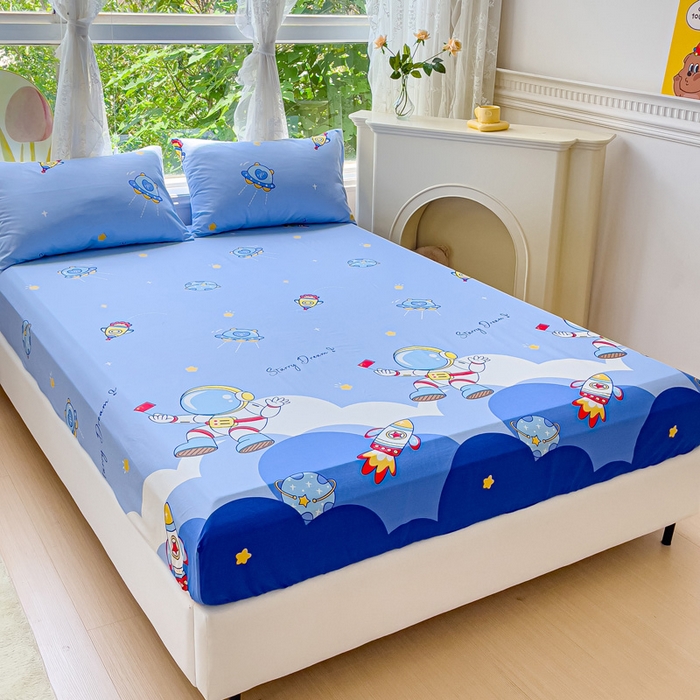 91家纺网 家纺一手货源 找家纺 金鑫汇家纺 2025新款超好卖全棉单床笠 翱翔太空