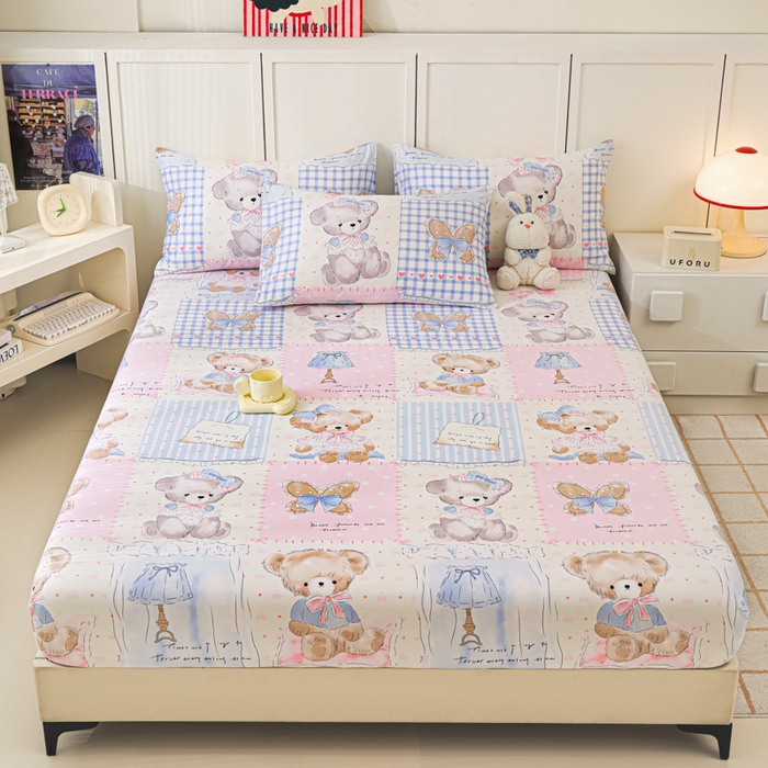 91家纺网 家纺一手货源 找家纺 金鑫汇家纺 2025新款超好卖全棉单床笠 熊熊精灵