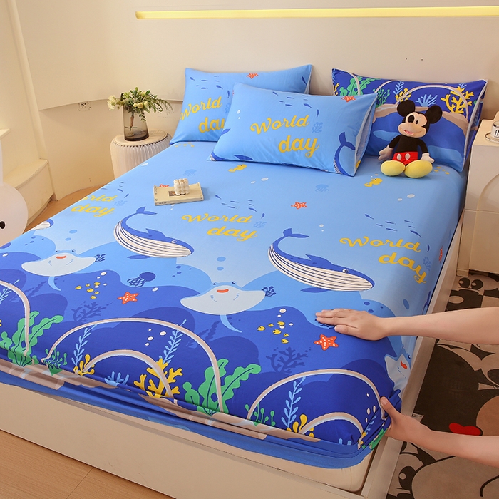 91家纺网 家纺一手货源 找家纺 金鑫汇家纺 2025新款超好卖全棉单床笠 海族馆