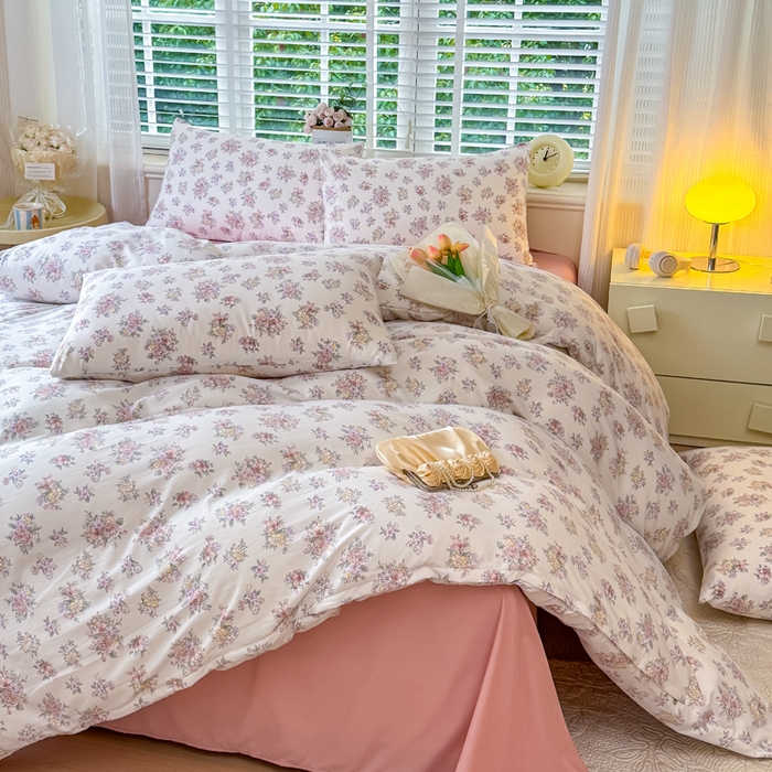 91家纺网 家纺一手货源 找家纺 金米诺 2024款A类有氧针织棉双层纱加厚四件套 晨汐