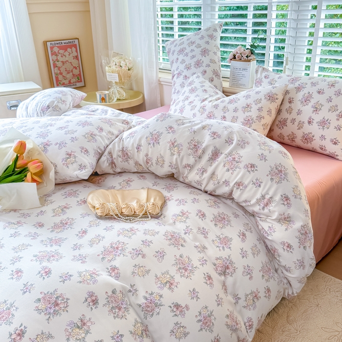 91家纺网 家纺一手货源 找家纺 金米诺 2024款A类有氧针织棉双层纱加厚四件套 晨汐