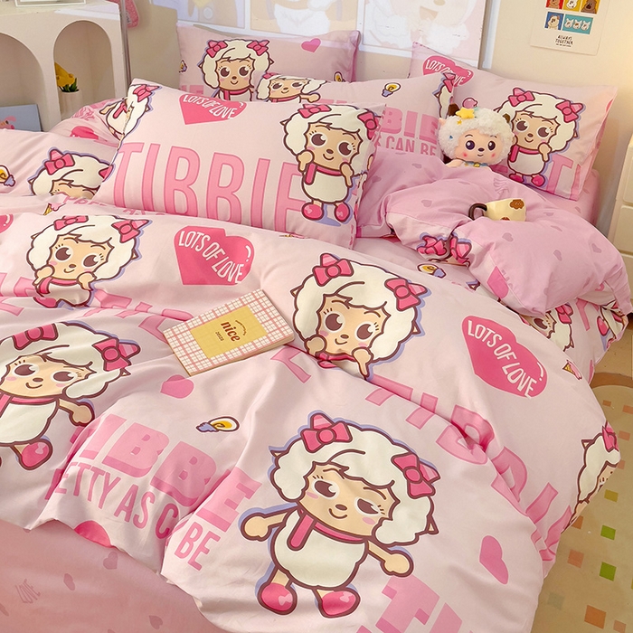 91家纺网 家纺一手货源 找家纺 小懒猪 2025新款卡通专版13372全棉喜羊羊系列四件套 可爱美羊羊