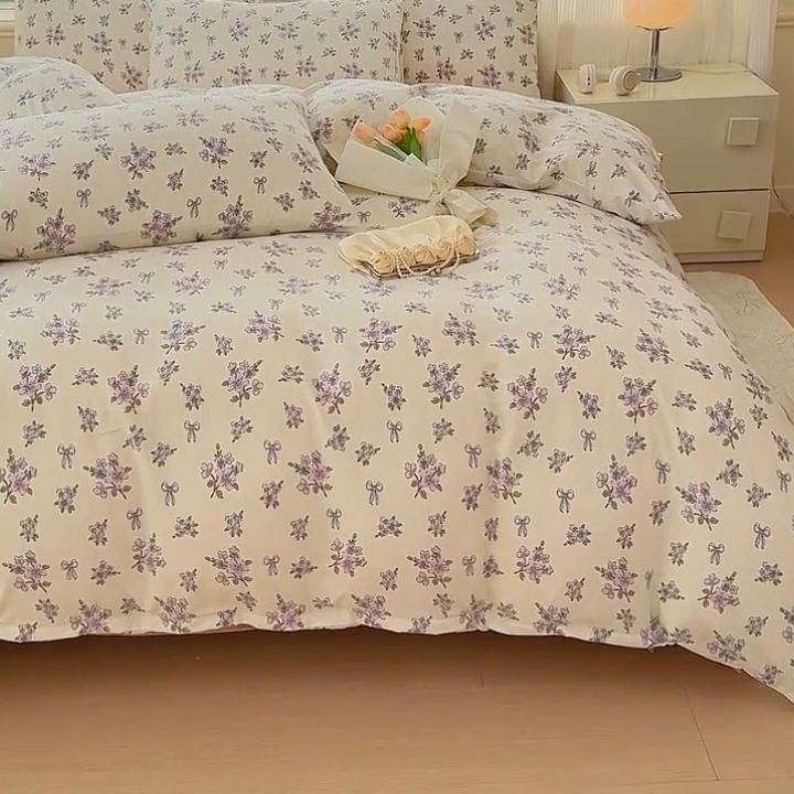 91家纺网 家纺一手货源 找家纺 金米诺 2024款A类有氧针织棉双层纱加厚四件套 曼丝