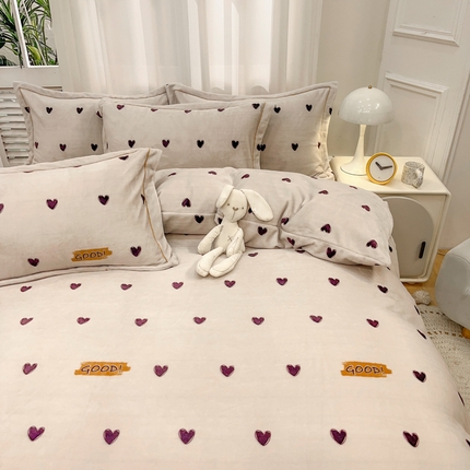 91家纺网 家纺一手货源 找家纺 （总）(买家秀 爆款不断货）A类母婴级双面牛奶绒四件套珊瑚绒雪花绒四件套AB版高克重牛奶绒四件套纯色牛奶绒