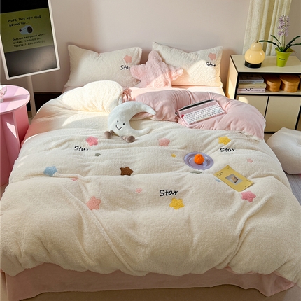 91家纺网 家纺一手货源 找家纺 （总）佰亿莱 2025新款泰迪绒蚂蚁绒刺绣四件套